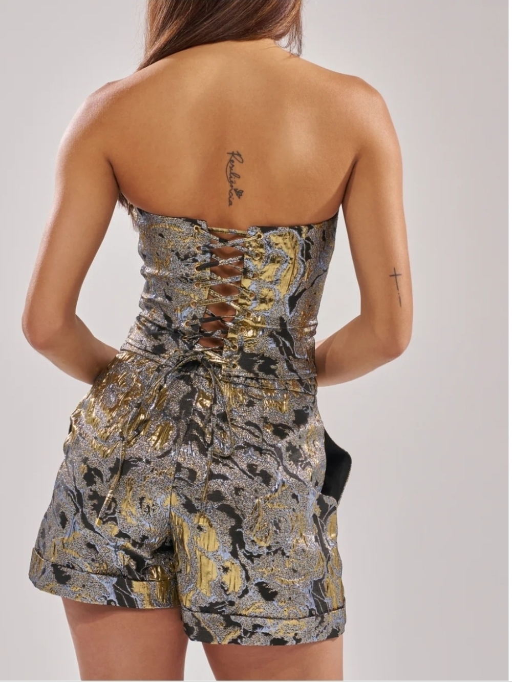 AMINA BROCADE CORSET - S W/free Shorts - Picture 2 of 7